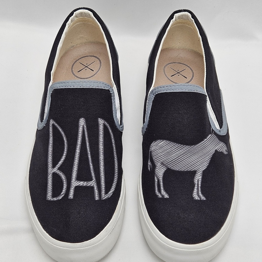 Inkkas Bad A$$ Slip On Shoes Womens Size 8.5 Men 6.5 Black Donkey Vegan
